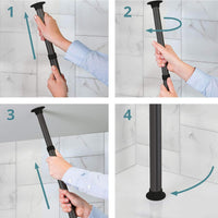 1 x RAW Customer Returns smartpeas Telescopic Shower Shelf - 4 Baskets - Adjustable Size 76 to 280 cm - Rubberized Ends - Black Powder Coated Steel - Addition 2 Self-Adhesive Hooks - RRP €49.68