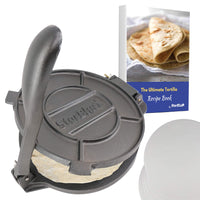 1 x RAW Customer Returns StarBlue 10 Inch Cast Iron Tortilla Press with 100 Pcs Oil Paper and Recipe E-Book - Indian Style Chapati, Tortilla, Roti Making Tool - RRP €43.9