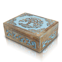 1 x Brand New Great Birthday Gift Handmade Decorative Wooden Jewelry Box Tree of Life Carving Jewelry Organizer Keepsake Box Treasure Chest Holder Watch Box Storage Lock Box Pink  - RRP €20.4