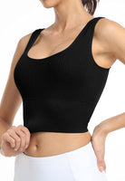 1 x RAW Customer Returns GNOWANN Sports Bra Women s Medium Strong Support Bustier Women s Padded Without Underwire Tank Top Ribbed Top Women s Push Up for Yoga Fitness Jogging, Black Black, S - RRP €22.99