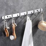 1 x RAW Customer Returns ERBO Stainless Steel Hook Rack, Coat Rack with 6 Hooks, Wall Coat Hook for Kitchen, Wall Coat Rack, Bedroom, Bathroom Silver, 31cm  - RRP €8.05