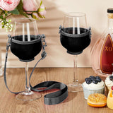 1 x RAW Customer Returns Pack of 6 wine glass holders for hanging, wine glass holder for hanging, cup holder festival wine glass holder for Christmas, birthday, wedding party, wine glass holder for hanging, fabric black  - RRP €21.77