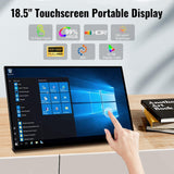 1 x RAW Customer Returns Portable Monitor Touchscreen, 18.5 inch 1080P 99 sRGB FHD HDR USB HDMI with VESA Stand 180 Adjustable Portable Monitor, Travel Second Monitor for Computer Laptop Surface PC PS4 PS5 Xbox - RRP €199.99