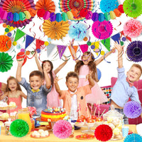 7 x Brand New Paper Fans Party Decorations Set, 12 Pieces Hanging Party Paper Decorations for Birthday Party Graduation Wedding Decor Happy New Year, Mexican Fiesta - RRP €142.8