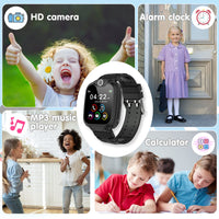 1 x RAW Customer Returns Kesasohe Smartwatch Kids Phone, Waterproof Child Watch with Voice Chat SOS Camera Music Alarm Clock Calculator 11 Games Watch Call Children, Gifts for Students Ages 3-14 Black  - RRP €36.99