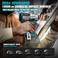 1 x RAW Customer Returns Ecarke Cordless Impact Wrench 1200Nm, 1 2 Inch Brushless Impact Wrench Compatible with Makita 18V Lithium Battery for Scaffolding, Car Tires, Automotive Assembly and Manufacturing Without Battery and Charger  - RRP €85.7