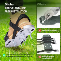 1 x RAW Customer Returns Ohuhu metal lawn aerator shoes nail shoes with Velcro fastener free installation, lawn aerator with shovel scarifier for lawn, the ideal lawn aerator one size fits all for garden - RRP €30.24