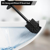 1 x RAW Customer Returns BVL Black Toilet Brush, Toilet Brush Replacement Head, Includes 1PC Brush Head 1PC Silicone Brush Head 1PC Stainless Steel Handle 6.8 6.8 9cm - RRP €13.99