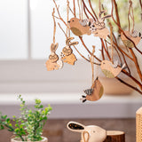 5 x Brand New Valery Madelyn 24 pieces 5 cm Easter decoration, wooden decoration for hanging, Easter decorations made of wood, rabbit and bird decoration hanger for Easter - RRP €49.95