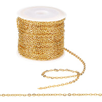 1 x RAW Customer Returns PandaHall 10m Necklace Chains Golden Iron Cross Chains Link Cable O-shaped Chain for Necklace Jewelry Accessories DIY Making, 3x2.2x0.6mm - RRP €9.55