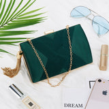 1 x RAW Customer Returns ZOUIQSS Women s Clutch Evening Bag Fringes Elegant Chain Bag Clutch Bag Wedding Prom Party Handbag Crossbody Shoulder Bag Small Shoulder Bag Green  - RRP €24.58