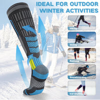 1 x RAW Customer Returns Reamphy 2 pairs of ski socks, merino wool socks, thermal socks for men and women, breathable compression stockings, warm support stockings, knee-high thick compression socks for winter sports, snowboarding, 39-42 - RRP €23.18