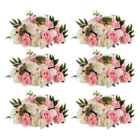 1 x Brand New BLOSMON Wedding Decoration Table Artificial Roses Flowers 6 Pieces Pink Large 45cm Flower Ball Artificial Flowers Bouquet Flowers Like Real Table Decoration Silk Fake Flower Bouquet Arrangement - RRP €137.18