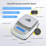 1 x RAW Customer Returns CGOLDENWALL Analytical Balance Electric Balance Precision Digital Gram Scale Laboratory Sensitive Scale LCD Battery TDA2 Series 220-240V 5000g,0.01g  - RRP €79.67