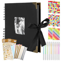 1 x RAW Customer Returns Photo Album to Paste and Write Photo Album 290 215mm Scrapbook 80 Pages Scrapbooking Album with Photo Corners Colored Markers Handmade Photo Album for Gift. - RRP €15.48