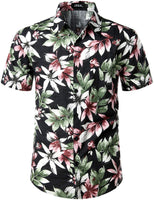 1 x RAW Customer Returns JOGAL Men s Hawaiian Shirt Casual Floral Short Sleeve Shirt Pink M - RRP €26.95