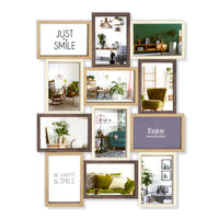 1 x RAW Customer Returns HAES DECO - Alvesta Wood Gallery Multi Photo Frame Multiple Wall Photo Frame in Brown Tones for 12 Photos 10x15 Dimensions 44 x 58 cm - MP164 - RRP €43.44