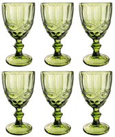 1 x RAW Customer Returns Vintage Set of 6 Colored Embossed Wine Glasses Bow Green 250ml , Drinking Glasses, Wedding Glasses, Champagne Glasses, Carafe, Dessert Bowl, Glass Goblets, Drinking Glass, Glass, Wine Glass, Water Glass - RRP €30.24