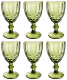 1 x RAW Customer Returns Vintage Set of 6 Colored Embossed Wine Glasses Bow Green 250ml , Drinking Glasses, Wedding Glasses, Champagne Glasses, Carafe, Dessert Bowl, Glass Goblets, Drinking Glass, Glass, Wine Glass, Water Glass - RRP €30.24