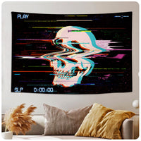 1 x Brand New Roninkier Tapestry Skeleton Blacklight Wall Hanging - Wall Cloth Psychedelic UV Reactive Bohemian Tapestry Hippie Shine for Decoration Bedroom Living Room Skeleton 2, 150x100cm 59x39inch  - RRP €20.4