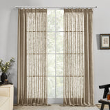 1 x RAW Customer Returns Deconovo Voile Transparent Curtain with Ruffle Tape Semi-Transparent Decorative Curtain Semi-Transparent Linen Look Airy Curtains Children s Room, 245 x 140 cm Height x Width , Taupe, Set of 2 - RRP €29.49