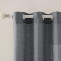 1 x RAW Customer Returns MIULEE Set of 2 Voile Curtain Sheer Linen Curtain with Eyelets Transparent Irregular Texture Curtain Eyelet Curtain Window Curtain Translucent for Bedroom 280 x 140 cm H x W Dark Gray - RRP €30.74