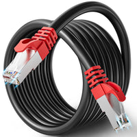 1 x RAW Customer Returns Network cable 15 meters Cat 7, Ethernet cable high-speed LAN cable 15m black shielded SFTP outdoor indoor -10Gbps WiFi cable Gigabit Internet patch cable with RJ45 connector, for modem router - RRP €20.39