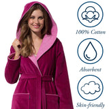 1 x RAW Customer Returns Morgenstern bathrobe for women made of cotton with hood in fuchsia women s bathrobe calf-length women s bathrobe velor size M Leonie - RRP €60.46