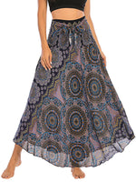 1 x RAW Customer Returns FEOYA Women Bohemian Maxi Skirt Floor Length Beach Dress Skirt A-Line Beach Skirt Holiday Ethnic Style Printed Long Skirt - RRP €34.27