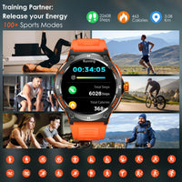 1 x RAW Customer Returns Marsyu Smartwatch Men Military with Phone Function with LED Flashlight Compass, 500 mAh Long Battery Life 1.53 Outdoor Sports Watch with 24H Heart Rate Monitor 3ATM Waterproof Fitness Watch Orange  - RRP €53.56