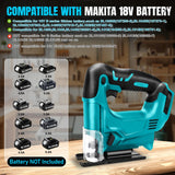 1 x RAW Customer Returns Cordless jigsaw compatible with Makita 18V 21V lithium battery, cordless pendulum action jigsaw, quick blade change for wood, PVC, plywood and metal not batteries  - RRP €69.41