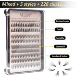 7 x Brand New MLEN Individual Eyelashes, Individual Eyelashes for Eyelash Extension, 226 Eyelash Clusters 5 Styles C Curl Mixed, Eyelash Extensions for DIY Eyelash Extension Thick - RRP €67.2