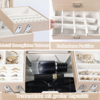 1 x RAW Customer Returns Dajasan Jewelry Box, Large Jewelry Storage, PU Leather Jewelry Box, Jewelry Box for Valentine s Day, Mother s Day, Christmas, New Year, Birthday Gift Champagne Color  - RRP €39.32