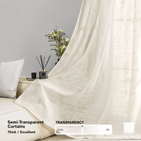 1 x RAW Customer Returns Deconovo Voile Transparent Curtain with Ruffle Tape Semi-Transparent Decorative Curtain Semi-Transparent Linen Look Airy Curtains for Children s Room, 245 x 140 cm Height x Width , Beige, Set of 2 - RRP €32.49