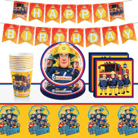 8 x Brand New Firefighter party tableware, firefighter tableware, firefighter party set, firefighter birthday decoration, firefighter party decoration with banner tablecloths plates cups napkin - RRP €161.28