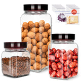 1 x Brand New MASTERTOP Glass Storage Jars Set, Wide Mouth Glass Food Containers with Airtight Lids, 3 Pack Kitchen Containers Canisters for Sweets, Cookies, Rice, Sugar, Flour, Nuts and Spices - RRP €27.89