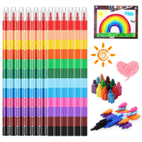 1 x RAW Customer Returns YeahBoom wax crayons, 12pcs stackable colored pencils for children, wax crayon set, pointed chalk colored pencils, rainbow pens, color changing pen, ideal as party favors for s birthdays, Easter gifts for children - RRP €8.99