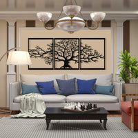 1 x RAW Customer Returns BAUPOR Metal Tree of Life Wall Decor Metal Sculpture 3D for Home Office Bedroom Living Room Outdoor Decoration Large Set of 3 Black 144 x 60 cm  - RRP €122.88