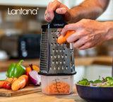 1 x RAW Customer Returns Lantana 6-Sided Grater with Container - Hand Grater Slicer Chopper. 6 essential kitchen functions for coarse, medium, fine and micro-fine grating zest slicing. - RRP €15.99