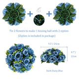 1 x Brand New BLOSMON Bouquet Flower Arrangements Artificial Decoration Rose 3 Pcs Artificial Bouquet Dusty Blue Flowers Table Decoration Flower Ball Valentine s Day Bouquet Real Roses for Wedding Mother s Day Gift - RRP €53.98