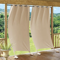 1 x RAW Customer Returns PONY DANCE outdoor curtains with weighted bags - outdoor curtain weatherproof for balcony terrace sun protection curtain thermal curtains with eyelets, 2 pieces H 213 x W 132 cm, Biscotti Beige - RRP €49.95