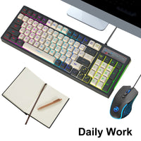 1 x RAW Customer Returns Wired RGB Gaming Keyboard and Mouse, Combination of 96 Keys, 26 Keys, Anti-Ghosting, 8 Chroma LED Backlit, Mechanical Feel, PC, Adjustable 3600 DPI, Gaming Mouse - RRP €25.99