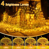 1 x RAW Customer Returns OPAHUTER 198 LEDs Solar Net Lights Outdoor, 2 x 3 M Waterproof Fairy Lights Net, Remote Control Fairy Lights Curtain with 8 Modes, Solar Net Lights for Christmas Wedding Window Bushes - RRP €22.78