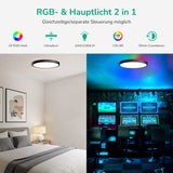 1 x RAW Customer Returns EDISHINE LED ceiling light dimmable, RGB color change, black flat ceiling lamp living room, 24W 4W RGB, with remote control, warm white neutral white cold white, memory function, bedroom children s room - RRP €19.99