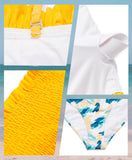 1 x Brand New Yvette Women s Bikini Set Smocked Swimwear Tankini High Waist Two-Piece Swimsuit, Yellow, L - RRP €29.23