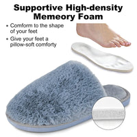 1 x Brand New AONETIGER Women s Slippers Home Plush Slipper Fur Lining Men s Slippers Winter Warm with Memory Foam Non-slip Fluffy Slipper Slippers 40 41EU,Blue Grey  - RRP €51.6