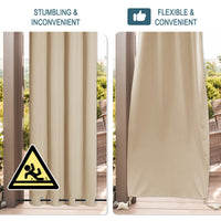 1 x RAW Customer Returns PONY DANCE outdoor curtains with weighted bags - outdoor curtain weatherproof for balcony terrace sun protection curtain thermal curtains with eyelets, 2 pieces H 213 x W 132 cm, Biscotti Beige - RRP €49.95