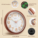 1 x RAW Customer Returns Wall clock vintage, 30 cm luminous wall clock without ticking noises, wall clocks living room accurate time measurement, wall clock large easy to read wall clocks, wall clock kitchen clock wall clock living room,  - RRP €20.14