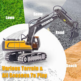 1 x RAW Customer Returns KIZJORYA Remote Control Excavator, Toys for Boys Ages 6-12, Rechargeable Remote Control Construction Vehicle Truck with Sound Light Metal Shovel, Birthday for Kids 2.4 GHz  - RRP €48.65