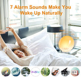 1 x RAW Customer Returns ARTINABS Wake-up Light, Sunrise Light Alarm Clock Simulation of Dawn and Dusk, 2 Alarms, 11 Colored Lights, 20 Brightness Levels, Snooze Function, 7 Natural Sounds, FM Radio - RRP €38.66